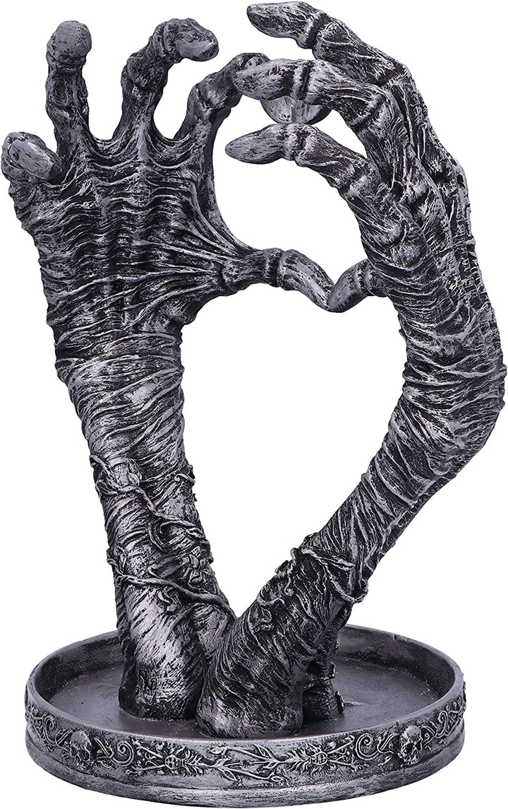 Nemesis Now Gothic Mummified Love Heart Hands Jewellery Dish Holder, Silver, 22c