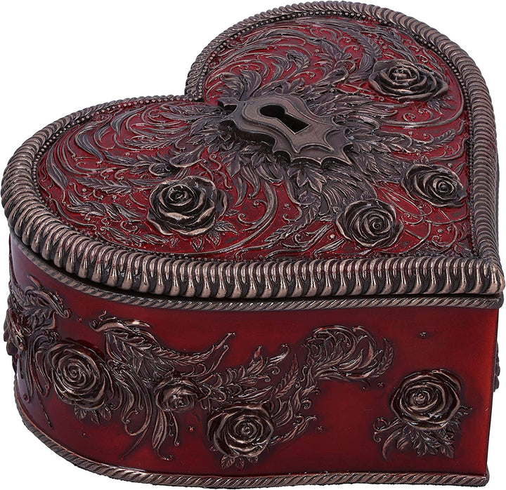 Nemesis Now Heart and Key Baroque Gothic Romance Box by Vincent HIE, Bronze, 11.