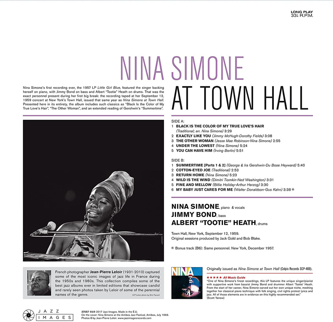 Nina Simone - At Town Hall Edition. Cover Art by Jean-Pierre Leloir. [VINYL]