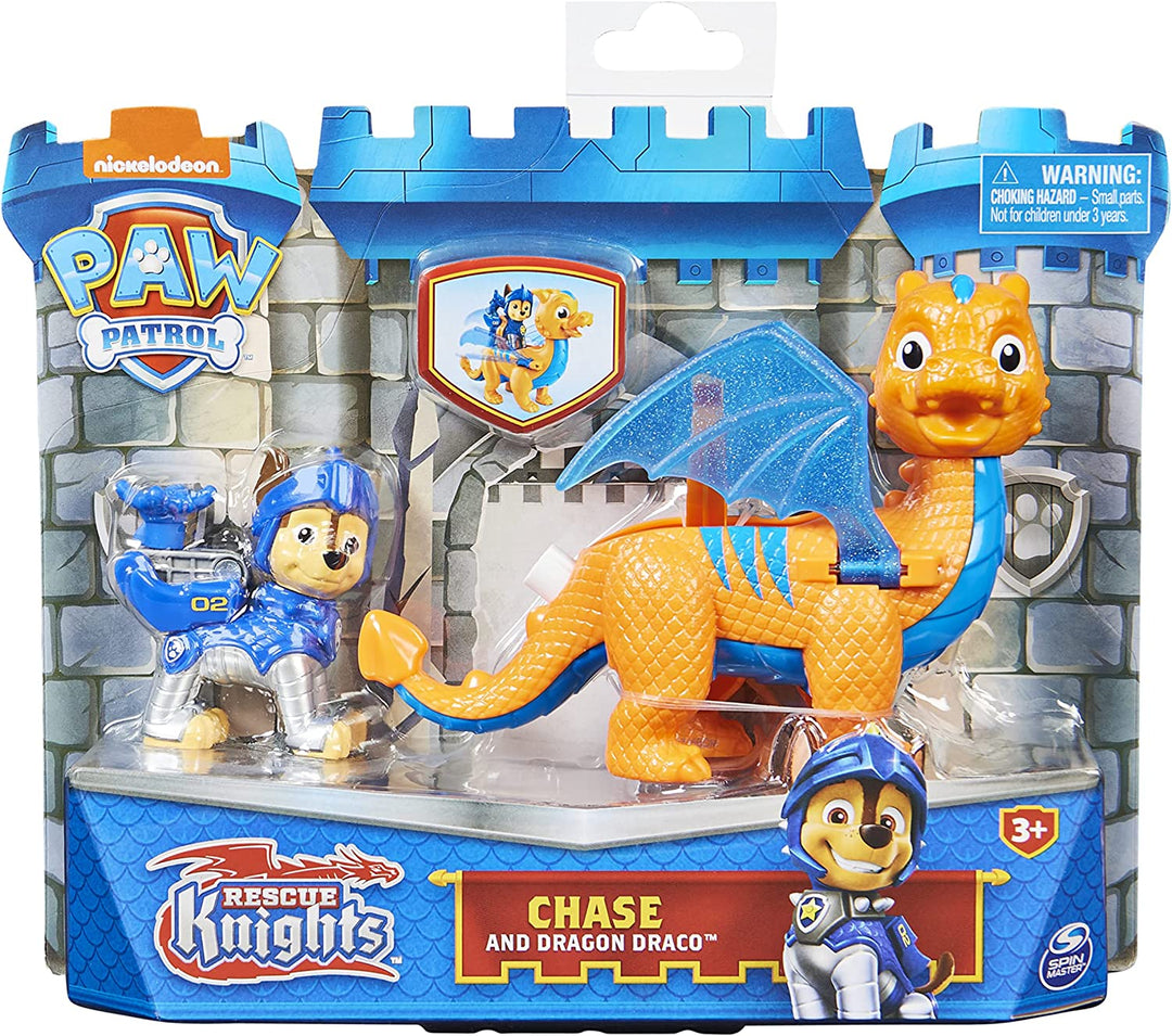 Paw Patrol 6063592, Rescue Knights Chase and Dragon Draco Action Figures Set, Ki