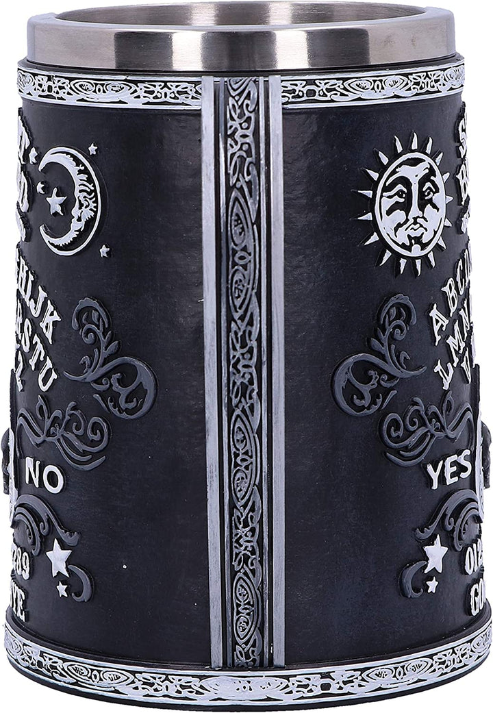 Nemesis Now Black and White Spirit Board Tankard Mug, Resin w/stainless steel insert, 14.5cm