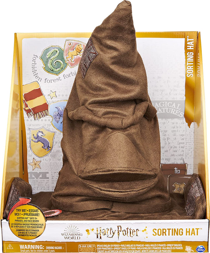 Sombrero seleccionador parlante del Wizarding World con 15 frases para jugar a Harry Potter