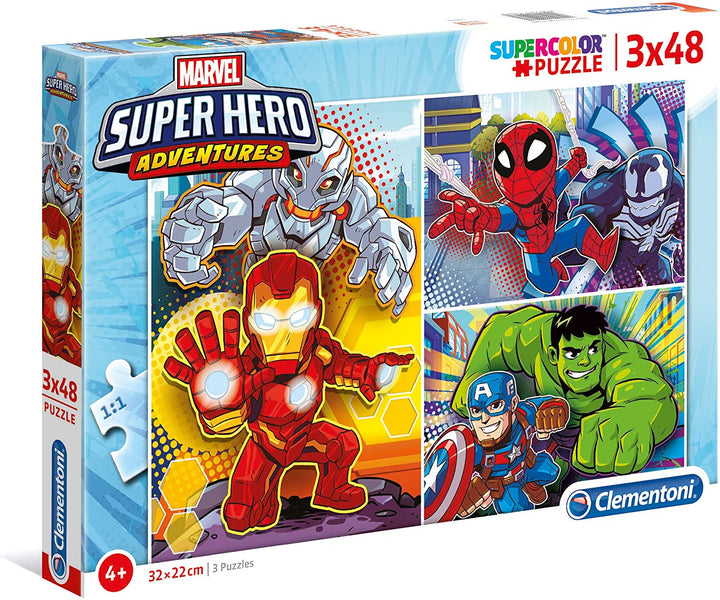 Clementoni – 25248 – Supercolor-Puzzle – Marvel Super Hero Avengers – 3 x 48 Teile – hergestellt in Italien – Puzzle für Kinder im Alter von 4+7 Jahren