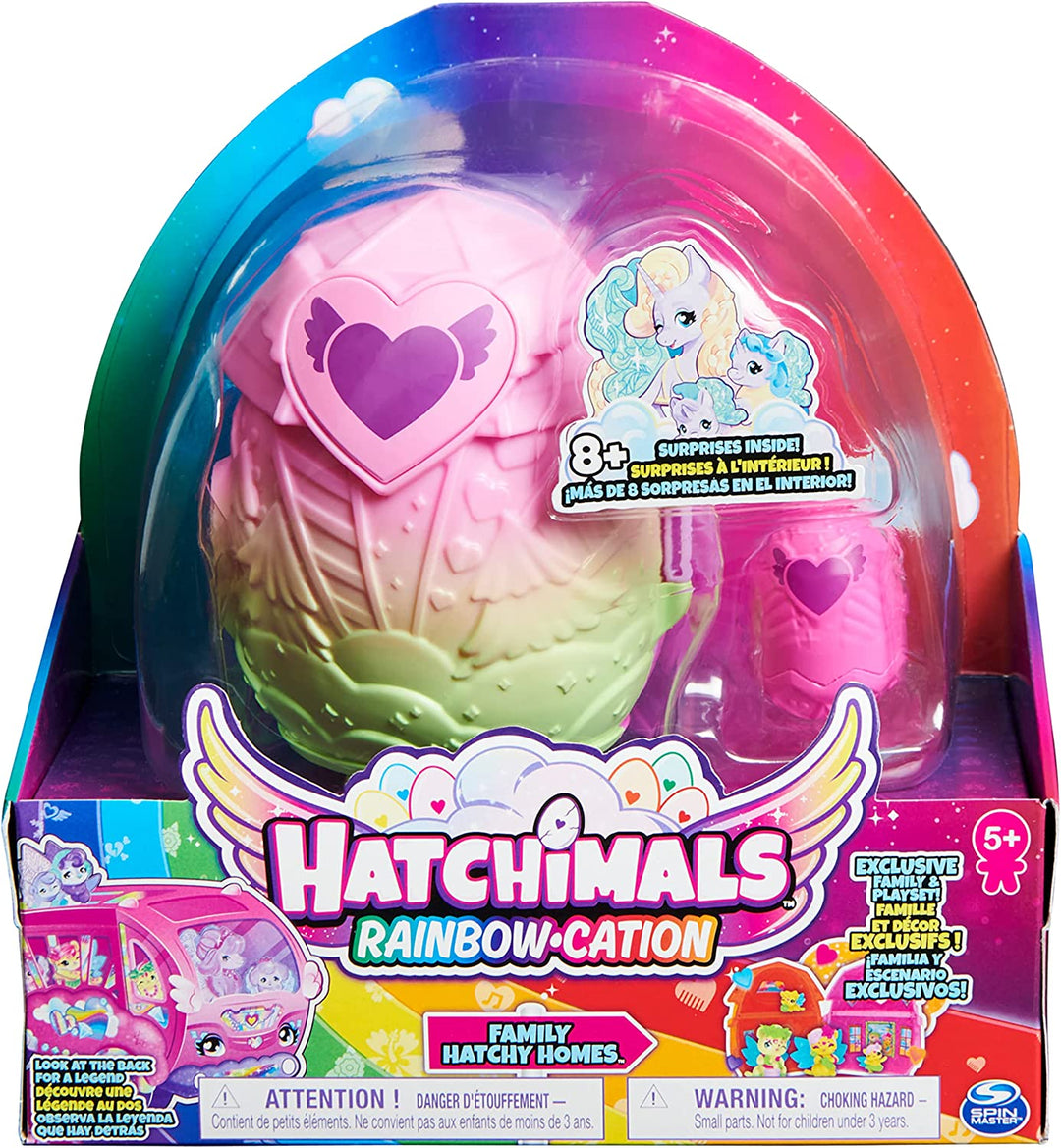 Hatchimals CollEGGtibles, Rainbow-Cation Family Hatchy Home-Spielset mit 3 Charakteren