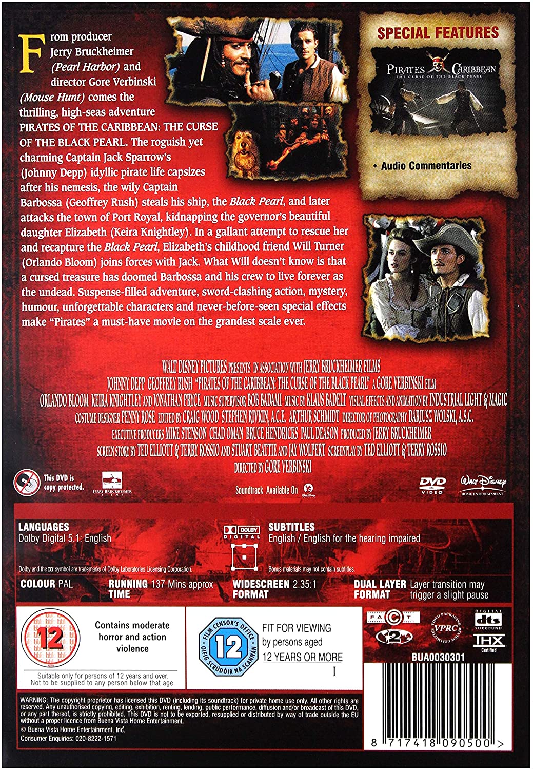 Pirates des Caraïbes - La Malédiction du Black Pearl - 1 disque [DVD]
