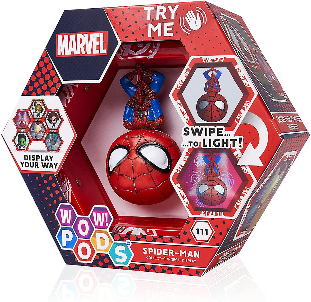 WOW! PODS Avengers Collection - Spider-Man | Superhero Light-Up Bobble-Head Figure | Official Marvel Toys, Collectables & Gifts
