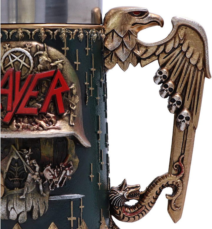Nemesis Now offiziell lizenzierter Krug mit Slayer-Adler-Helm und Totenkopf-Logo, Edelstahl, Gold, 16,5 cm