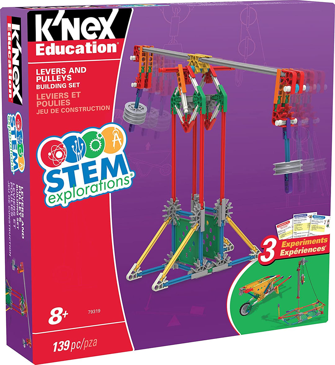 K'Nex 79319 K'NEX STEM Explorations Hebel und Riemenscheiben, Bauset für Kinder ab 8 Jahren, pädagogisches Konstruktionsspielzeug, 139 Teile