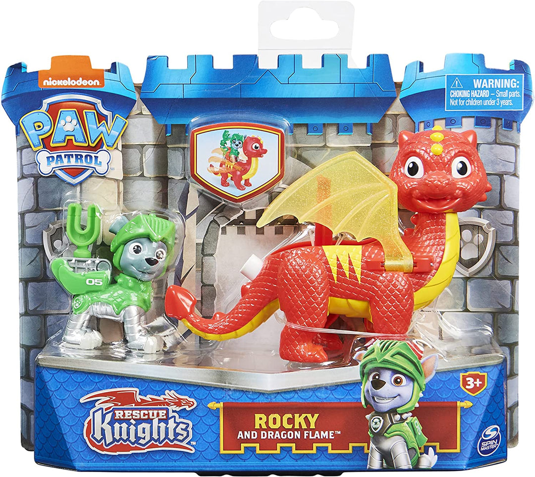 Paw Patrol 6063596, Rescue Knights Rocky und Dragon Flame Actionfiguren-Set