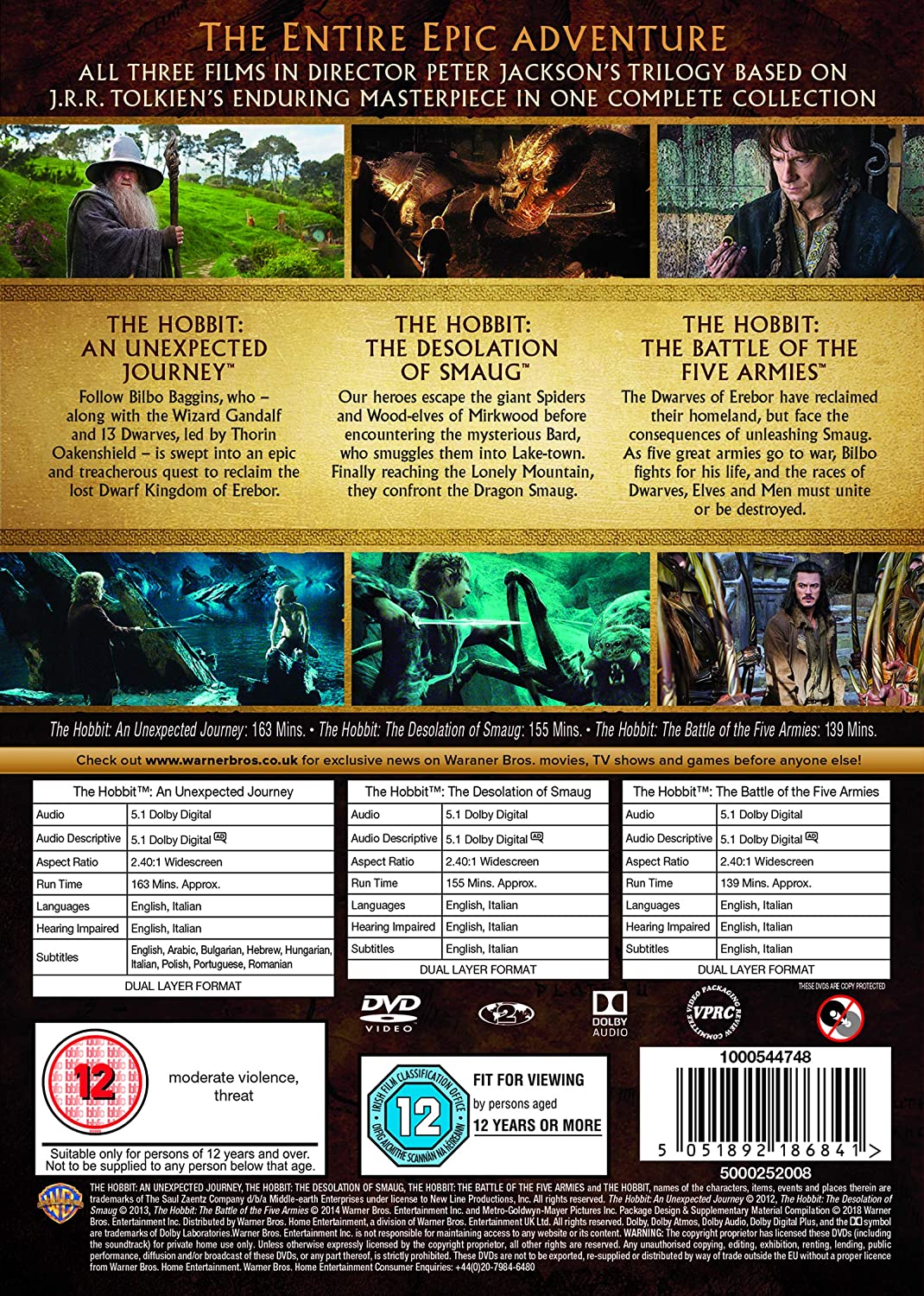 The Hobbit Trilogy (2012-2014) - DVD Special Edition (Region 2) (‎MSE1295118)
