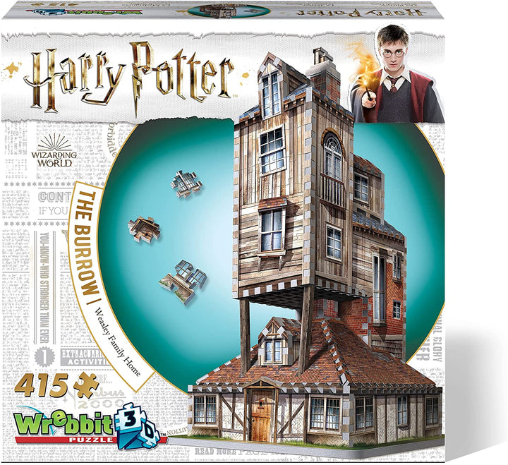 Wrebbit 3D-Puzzle W3D-1011 Harry Potter The Burrow-The Weasley's Family Home Puzzle (415 Teile), mehrfarbig