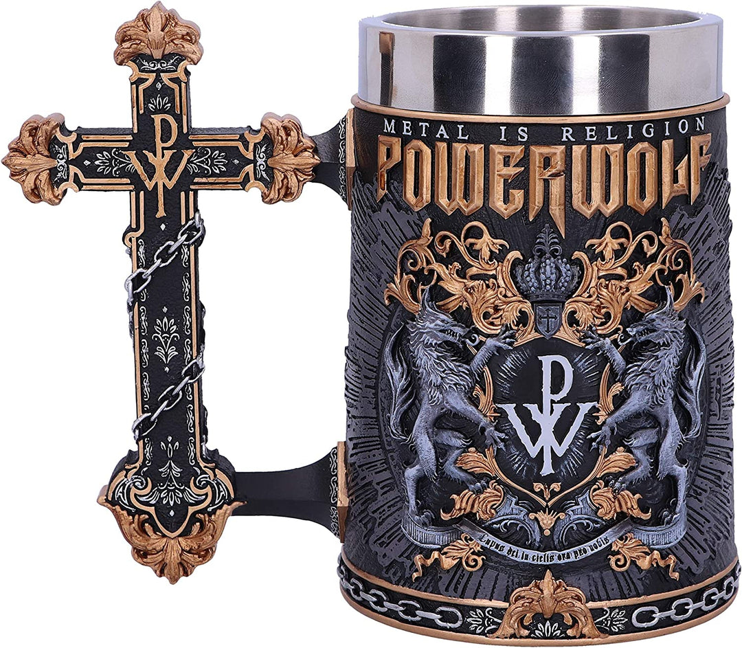Nemesis Now Officially Licensed Powerwolf Metal is Religion Rock Band Tankard, Black