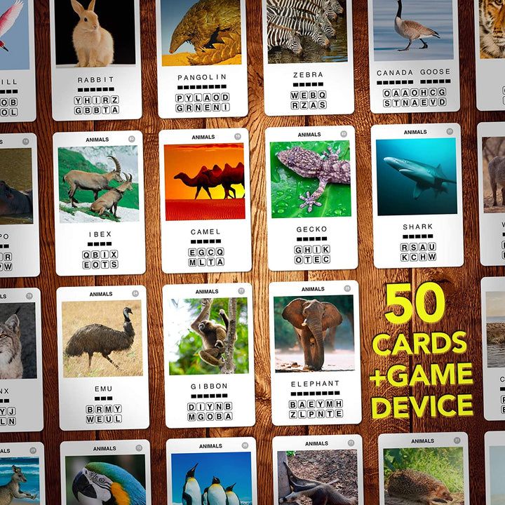 100 PICS Animals Travel Game - Family Flash Cards, Pocket Puzzles For Kids And Adults