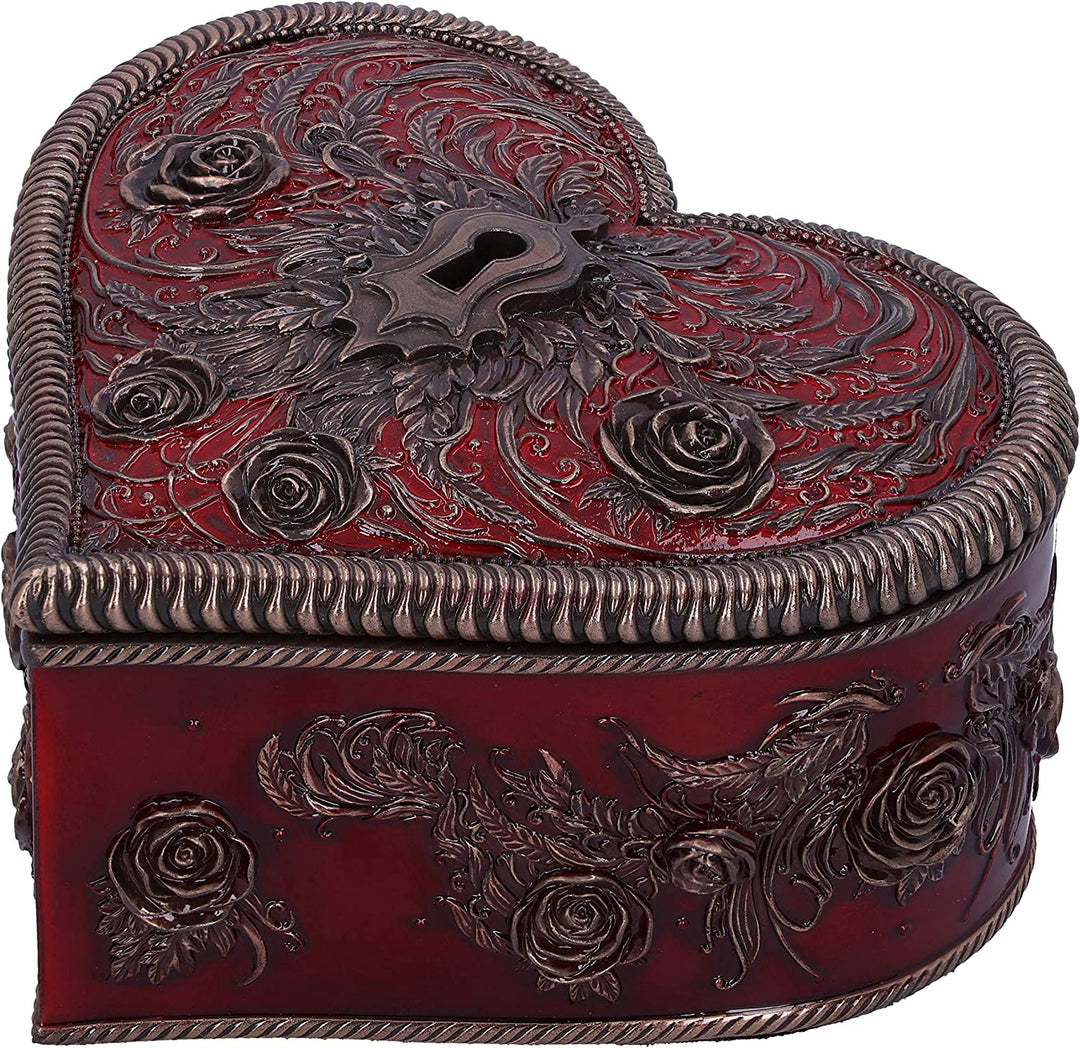Nemesis Now Heart and Key Baroque Gothic Romance Box by Vincent HIE, Bronze, 11.