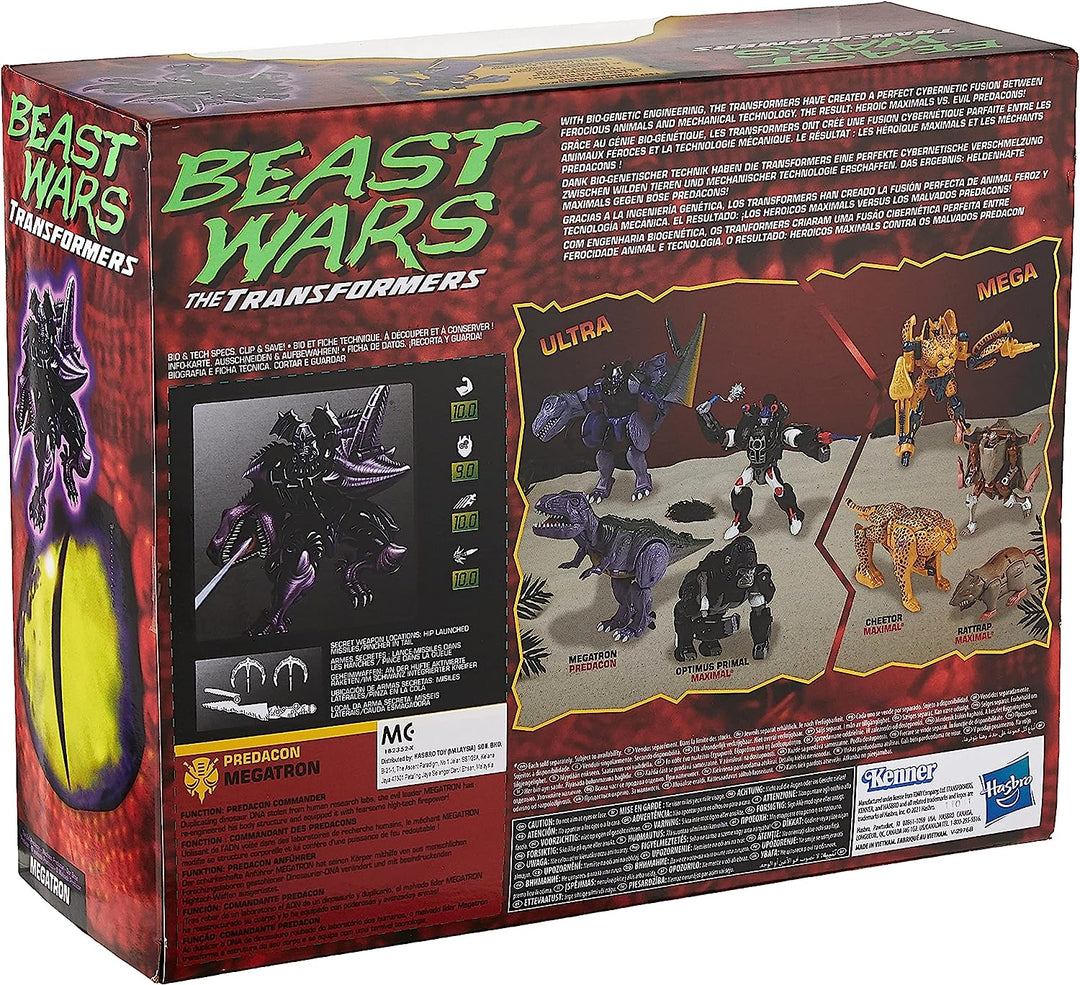 Transformers Vintage Beast Wars Predacon Megatron Action Figure - Retro Packaging & Water-Squirting T. rex Mode for Ages 8+