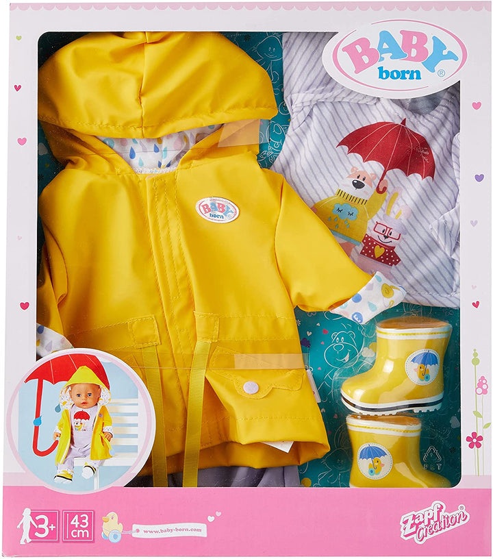 BABY born Deluxe Regenspielzeug-Set für 43 cm große Puppen – einfach für kleine Hände, kreatives Spielen fördert Empathie und soziale Fähigkeiten, für Kleinkinder ab 3 Jahren – inklusive Gummistiefeln und mehr