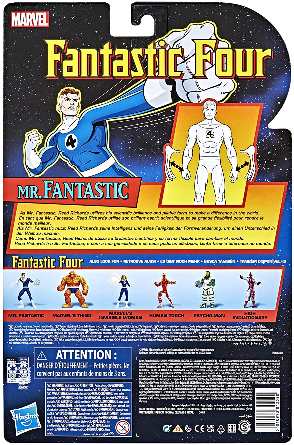 Hasbro Marvel Legends Series Retro Fantastic Four Mr. Fantastic 6-Zoll-Action-Fi