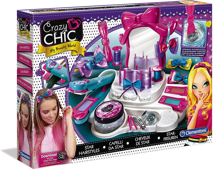Clementoni-15241-Crazy Chic Hairstyle Lab, Mädchenkosmetik, Verschiedenes