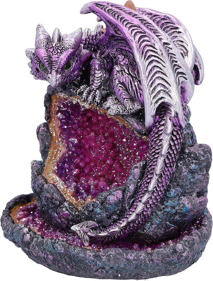 Crystalline Protector Purple Dragon Geode Backflow Weihrauchbrenner