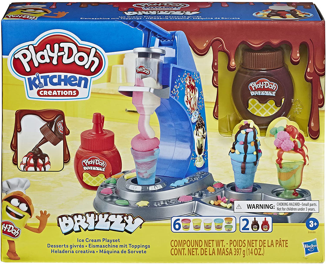 Play-Doh Kitchen Creations Drizzy Ice Cream Playset Featuring Drizzle Compound and 6 Non-Toxic Colours