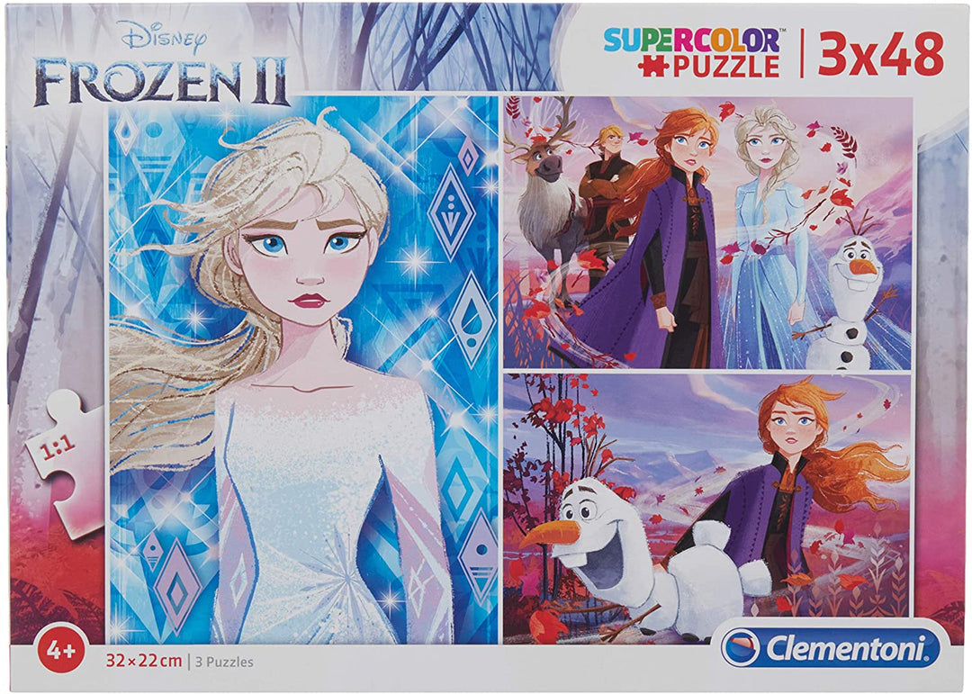 Clementoni – 25240 – Supercolor-Puzzle – Disney Frozen 2 – 3 x 48 Teile – Hergestellt in Italien – Puzzle für Kinder ab 4 Jahren