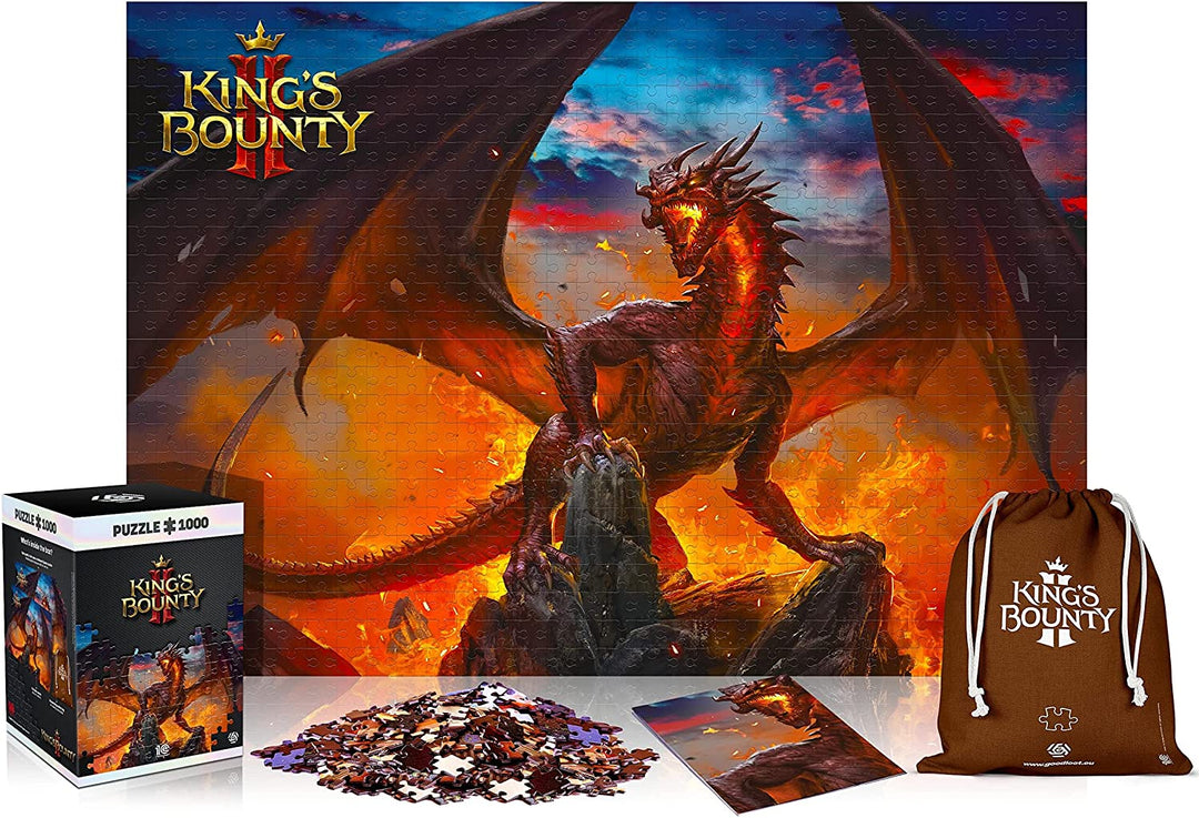 King's Bounty II: Drache | 1000-teiliges Puzzle | inklusive Poster und Tasche |