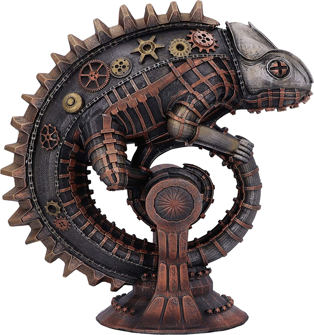 Mechanische Chamäleon-Steampunk-Eidechsenfigur aus Bronze