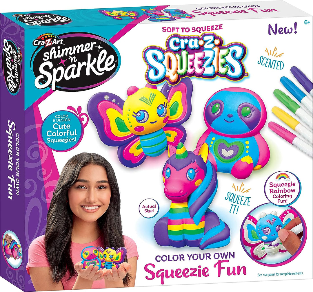 Shimmer ‘n Sparkle CRA-Z-Squeezies Color Your Own Squeezie Fun – 3 Count Butterfly