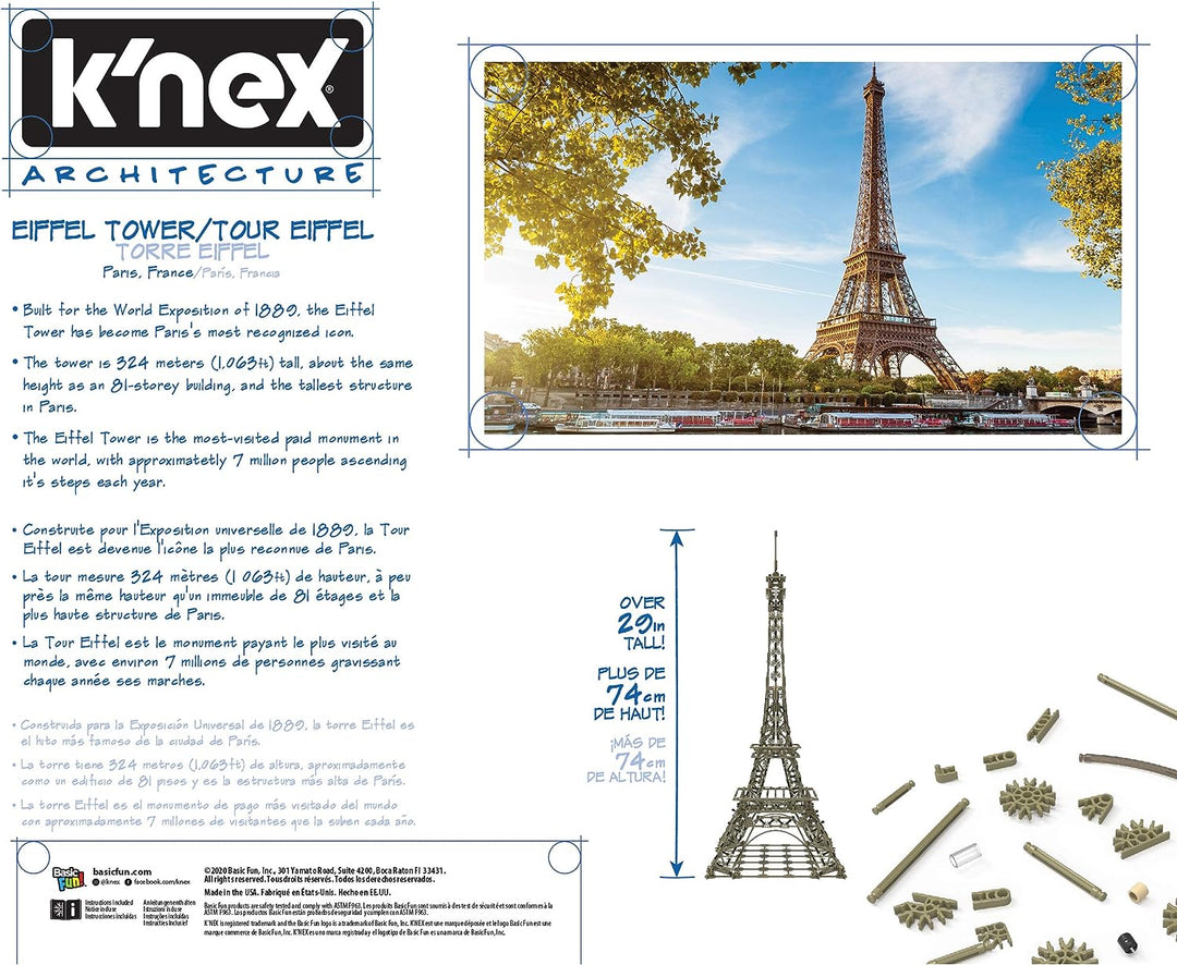 K'NEX 15238 Architektur-Eiffelturm-Bauset, Lernspielzeug für Kinder, 1