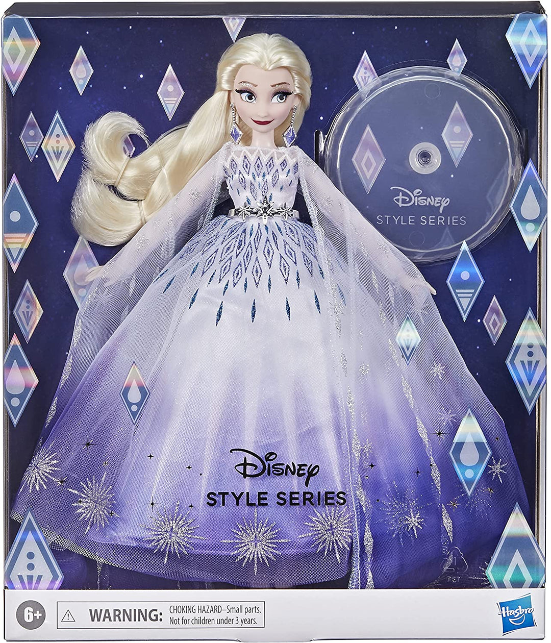 Disney Princess Style Series Holiday Elsa Doll, Accessori per bambole alla moda, Giocattolo da collezione per bambini dai 6 anni in su
