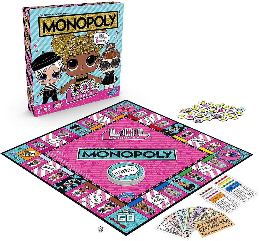 Monopoly Game: L.O.L. Surprise Edition Board Game for Kids Ages 8 and up
