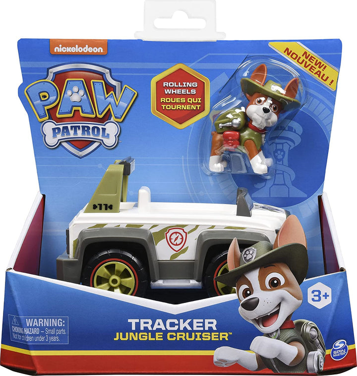 Veicolo da crociera della giungla di Paw Patrol Tracker con figura da collezione, per bambini dai 3 anni in su