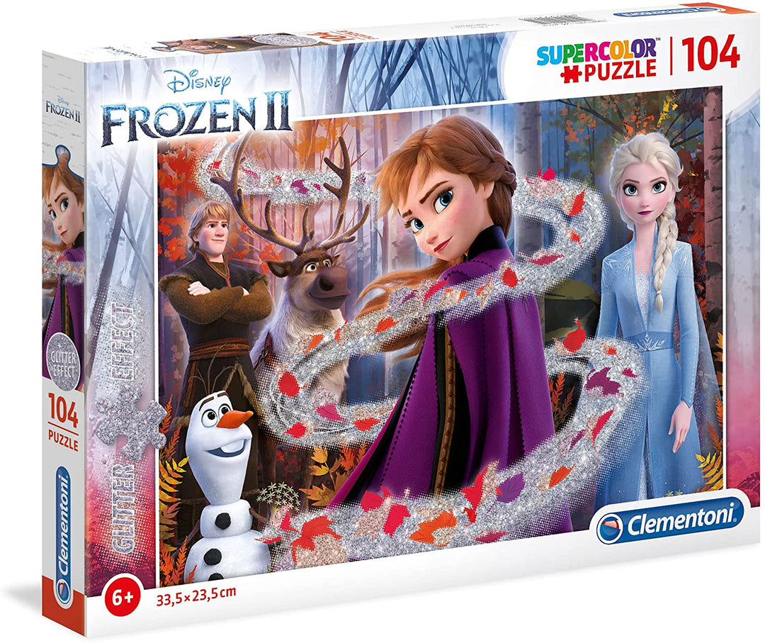 Clementoni – 20162 – Glitzerpuzzle – Disney Frozen 2 – 104 Teile – Hergestellt in Italien – Puzzle für Kinder ab 6 Jahren