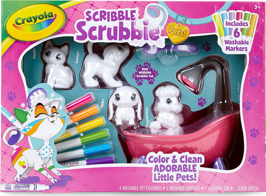 Crayola Washimals Spielset mit Haustieren – Kreatives Bastelset zum Ausmalen, Geschenkset mit waschbaren Markierungsstiften