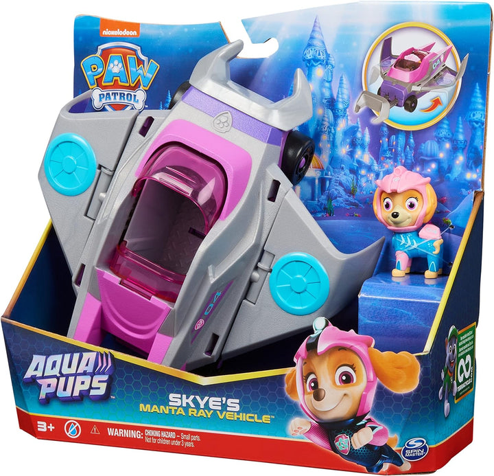 Paw Patrol Aqua Pups Skye verwandelndes Mantarochen-Fahrzeug mit Sammelaktion