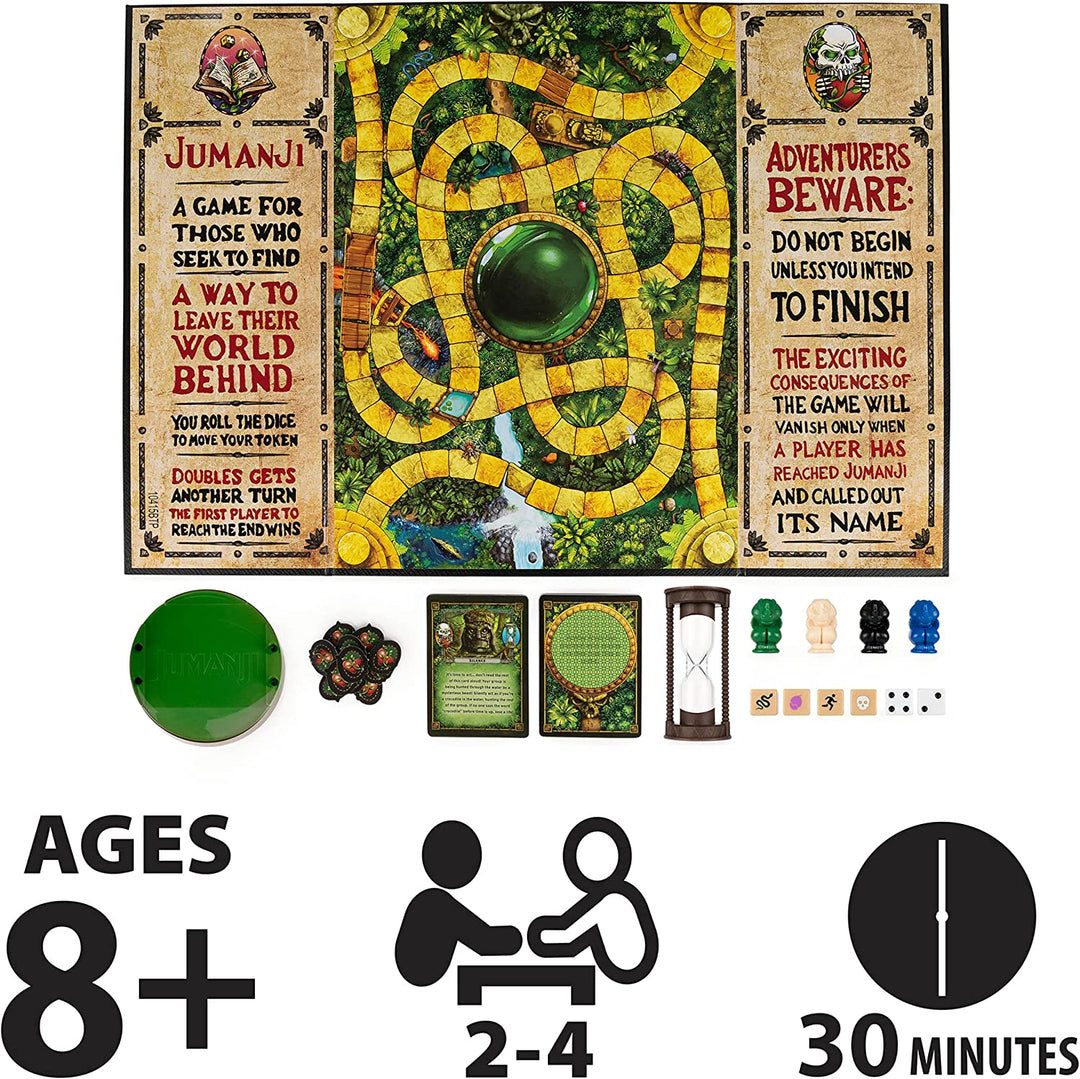 Jumanji The Game, das klassische Abenteuerbrettspiel für Kinder und Familien ab 8 Jahren