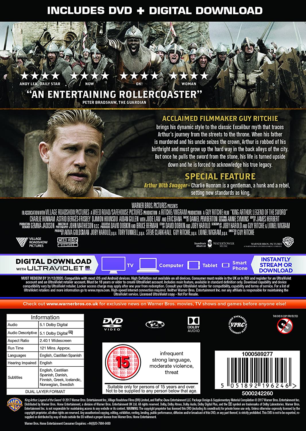 King Arthur: Legend of the Sword – Fantasy/Drama [DVD]