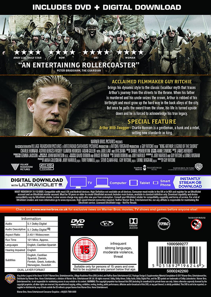 King Arthur: Legend of the Sword – Fantasy/Drama [DVD]