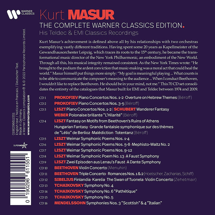 Kurt Masur – The Complete Warner Recordings [Audio-CD]