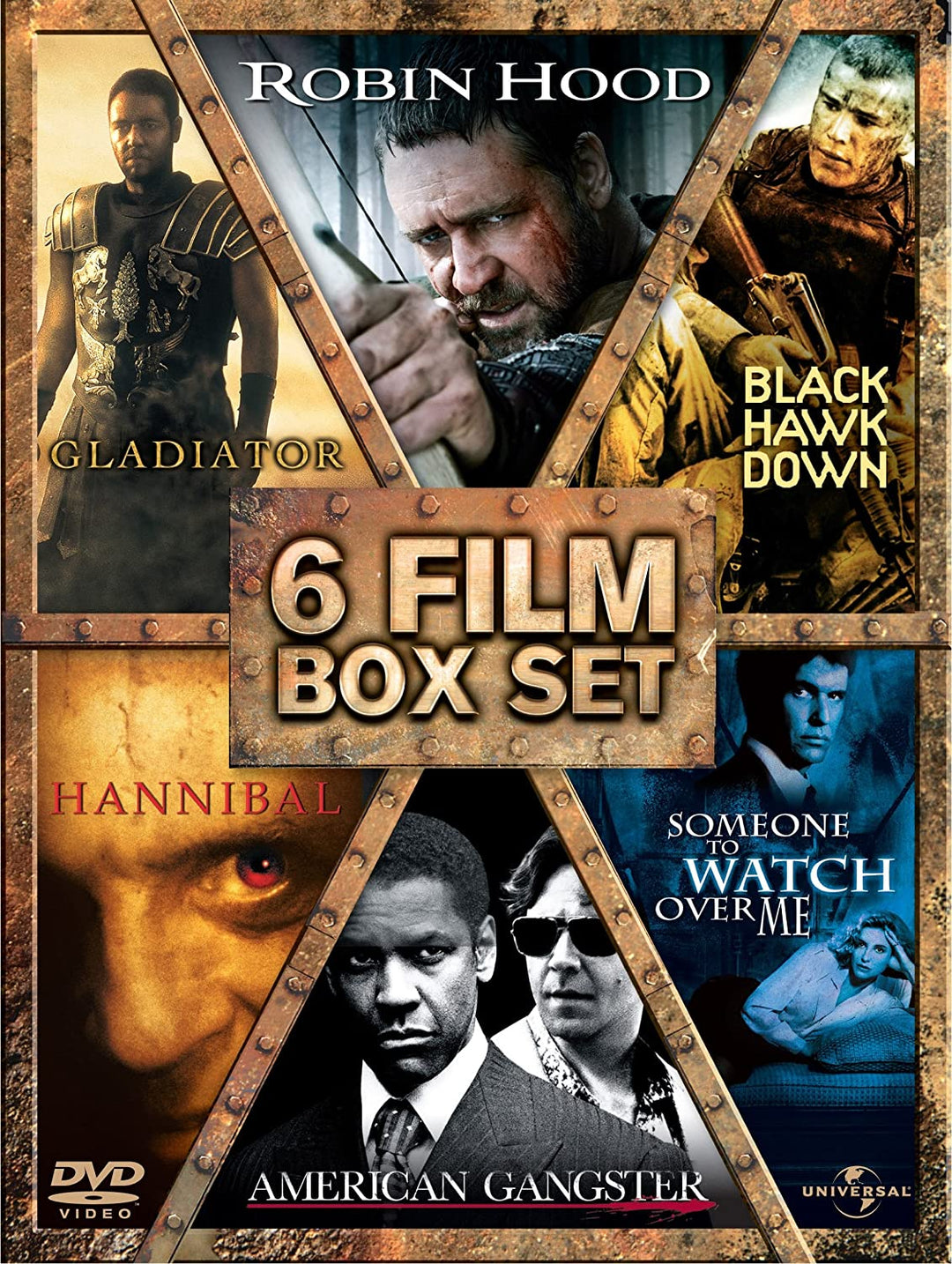 6 Film Box Set: Gladiator/Robin Hood/American Gangster/Hannibal/Black Hawk Down/ [DVD]