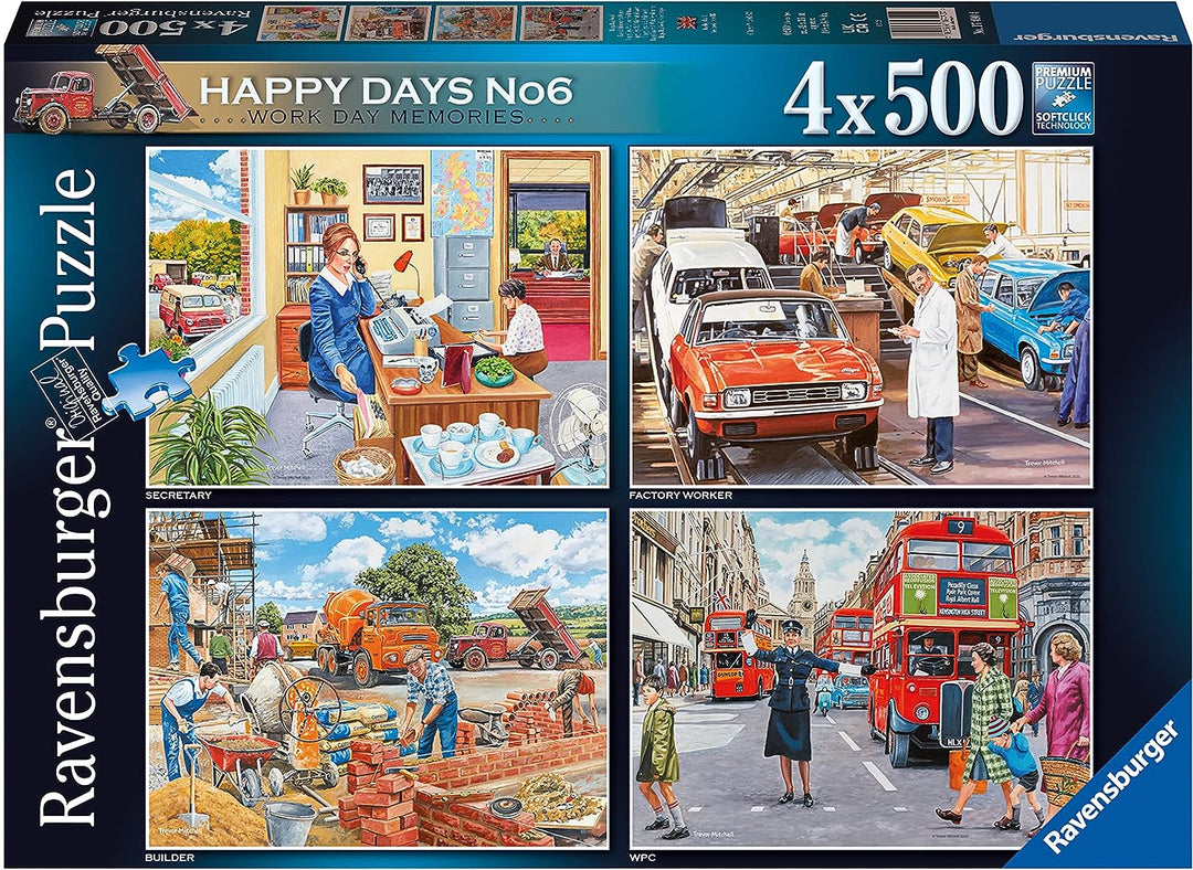 Ravensburger 17490 Happy Collection No.6 Nostalgic Work Day Memories 4X 500 Piece Jigsaw Puzzles for Adults and Kids