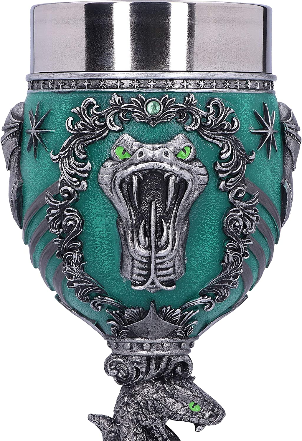 Nemesis Now Harry Potter Slytherin Hogwarts House Collectaible Goblet, Green Silver, 19.5cm
