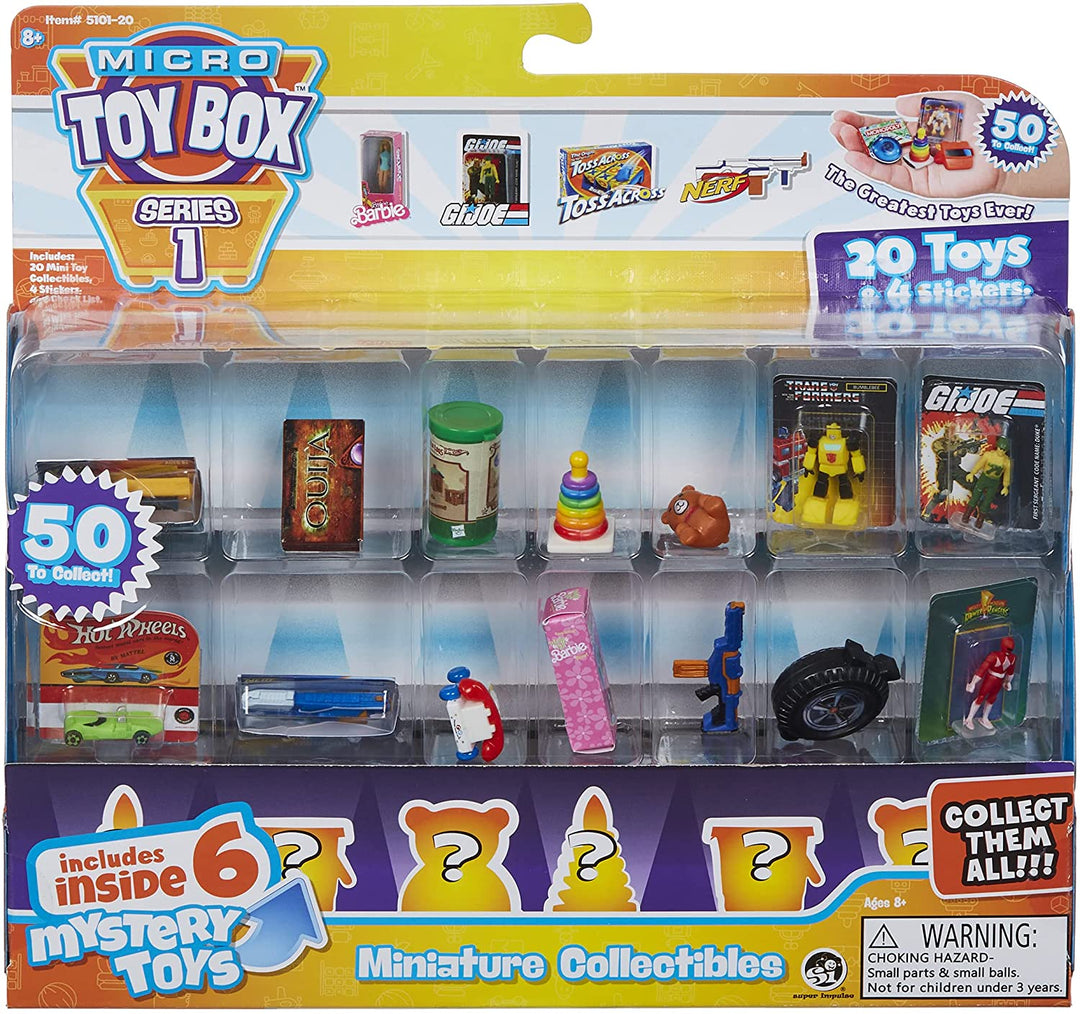 Micro Toybox Collectibles Confezione da 20 - Stili vari Mini giocattoli da collezionare, scambiare, mostrare con giocattoli a sorpresa all&#39;interno 5101-20