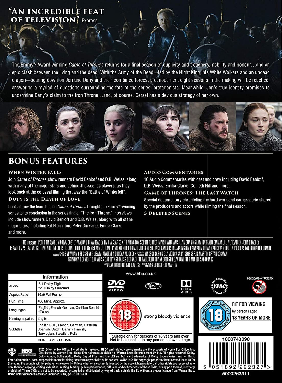 Game of Thrones: Staffel 8 [2019] – Drama [DVD]