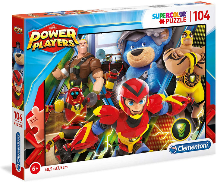 Clementoni – 27155 – Supercolor-Puzzle – Power Players – 104 Teile – Hergestellt in Italien – Puzzle für Kinder ab 6 Jahren