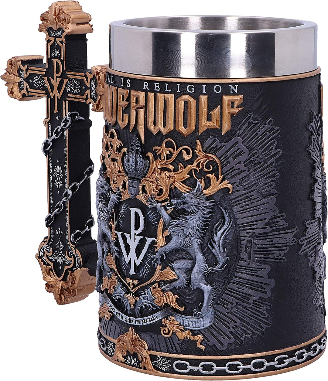 Nemesis jetzt offiziell lizenzierter Powerwolf Metal is Religion Rock Band Humpen, Schwarz