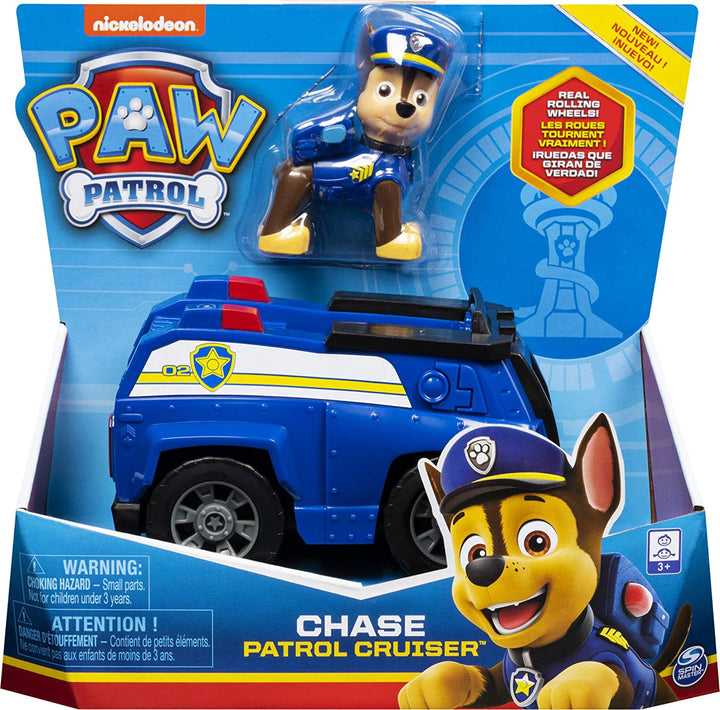 PAW Patrol 6054118 Chase&#39;s Patrol Cruiser Vehicle con figura coleccionable
