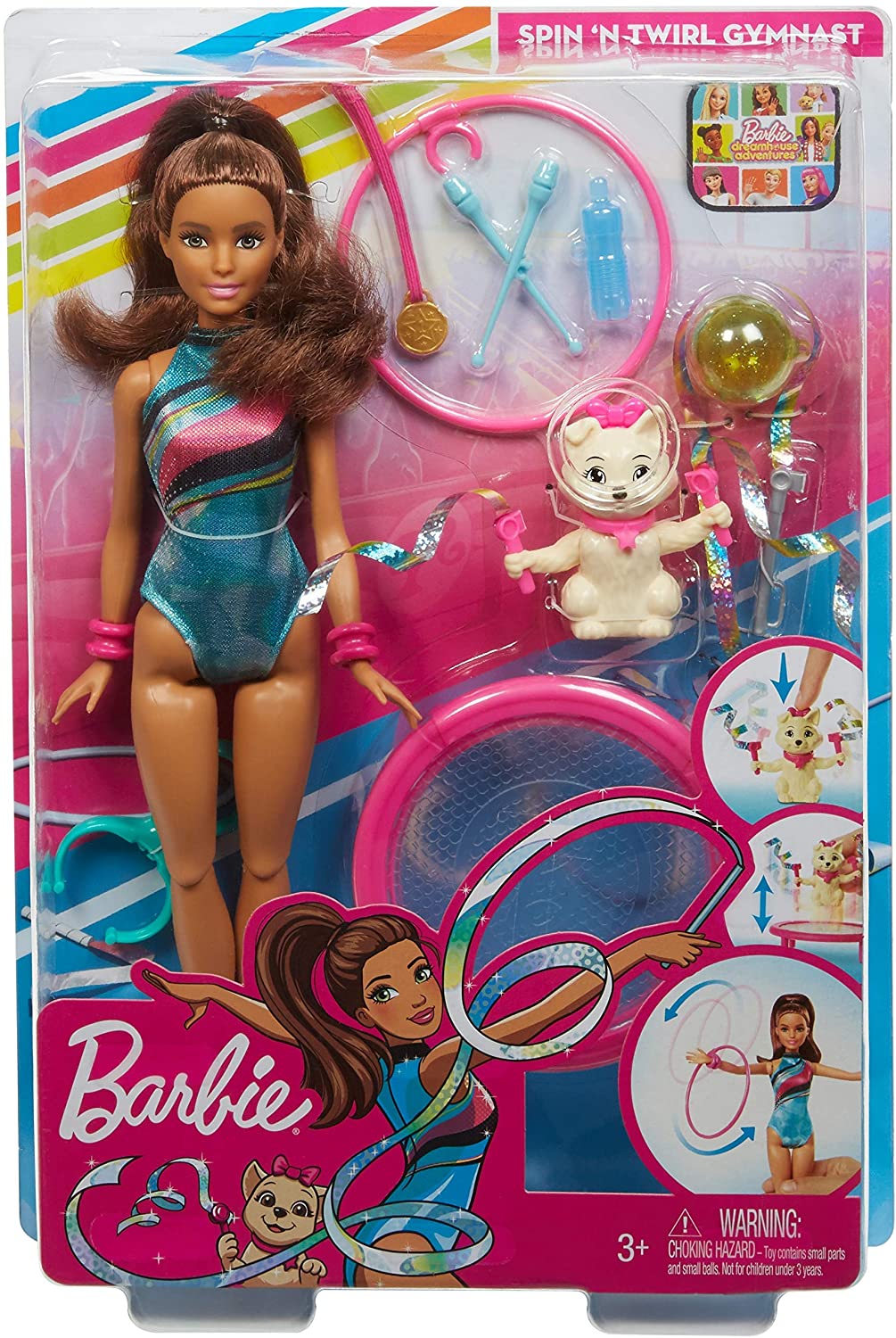 Barbie GHK24 Dreamhouse Adventures Spin 'n Twirl Turnerin Puppe und Zubehör