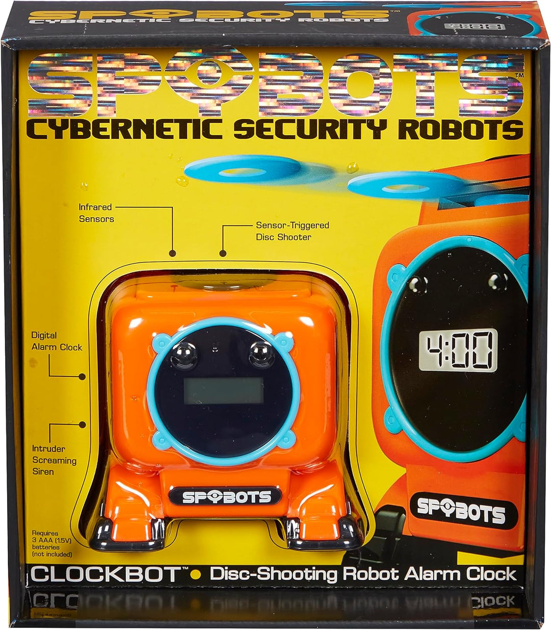 Spybots Clockbot Disc-Shooting Robot Alarm Clock