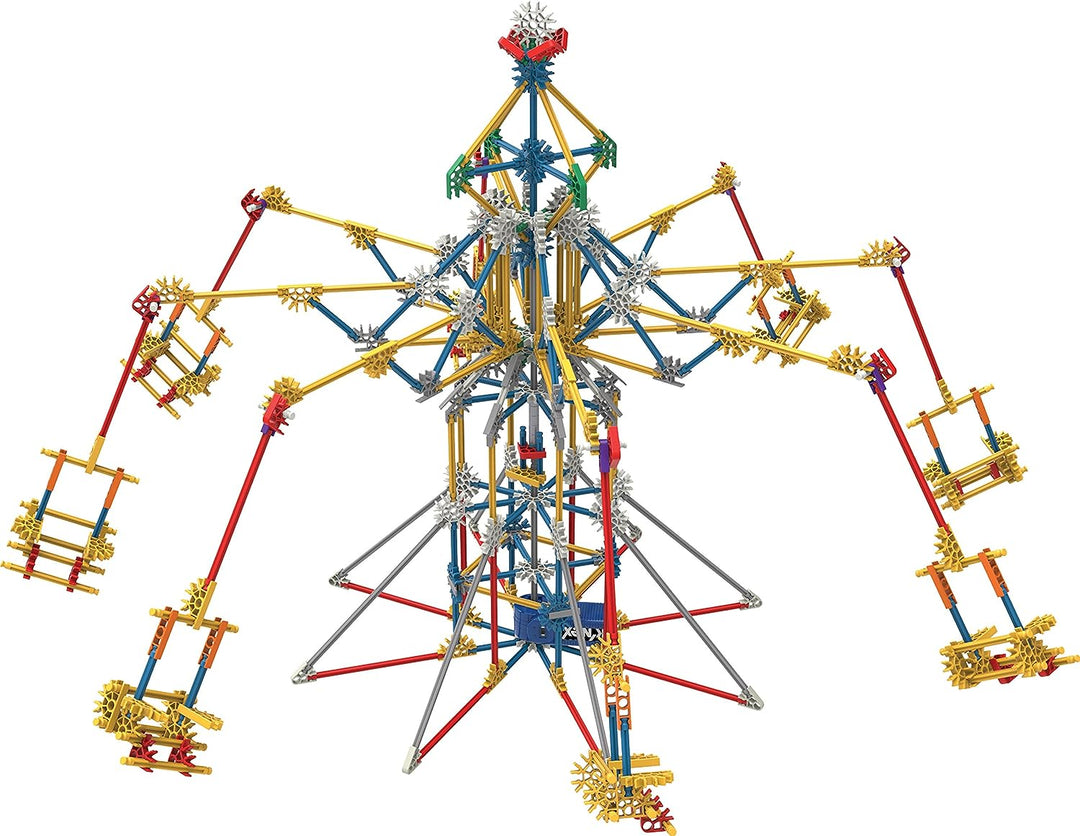 K'NEX 17035 Thrill Rides 3-in-1-Bauset für klassische Vergnügungsparks, 744-teiliges Kinderbauset für kreatives Spielen, stundenlanger Spaß beim Bauen von drei Fahrgeschäften auf dem Messegelände, geeignet für Jungen und Mädchen ab 9 Jahren